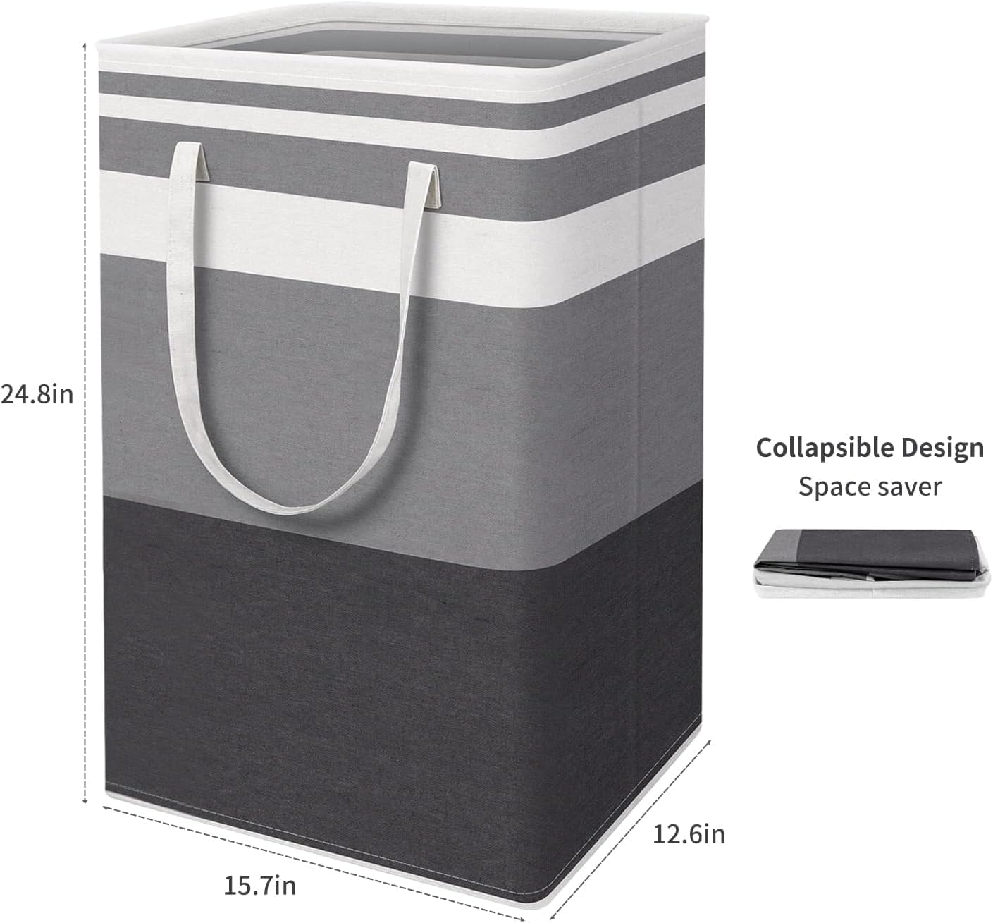 Collapsible Laundry Baskets, 80 L - 3 Pack with Reinforced Frame