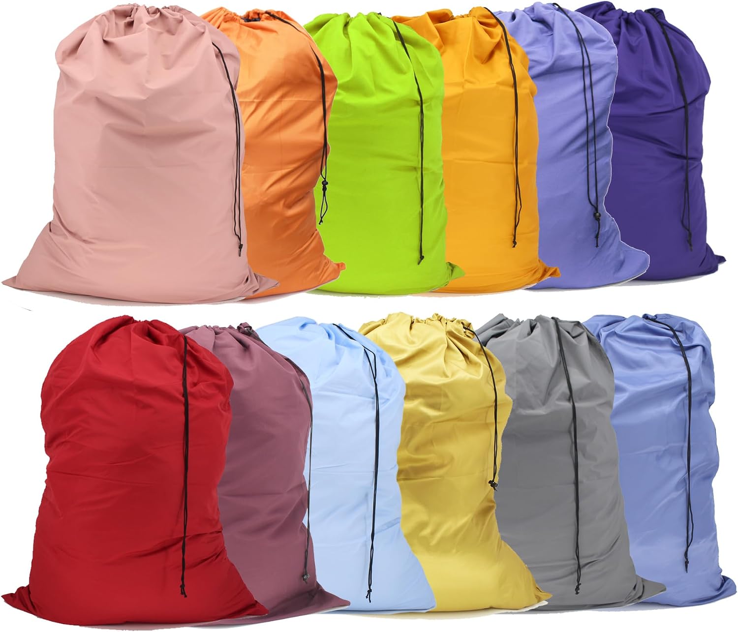 Extra Large Drawstring Laundry Bags, 30 x 40 in - 12 Pack, Mixed Colours