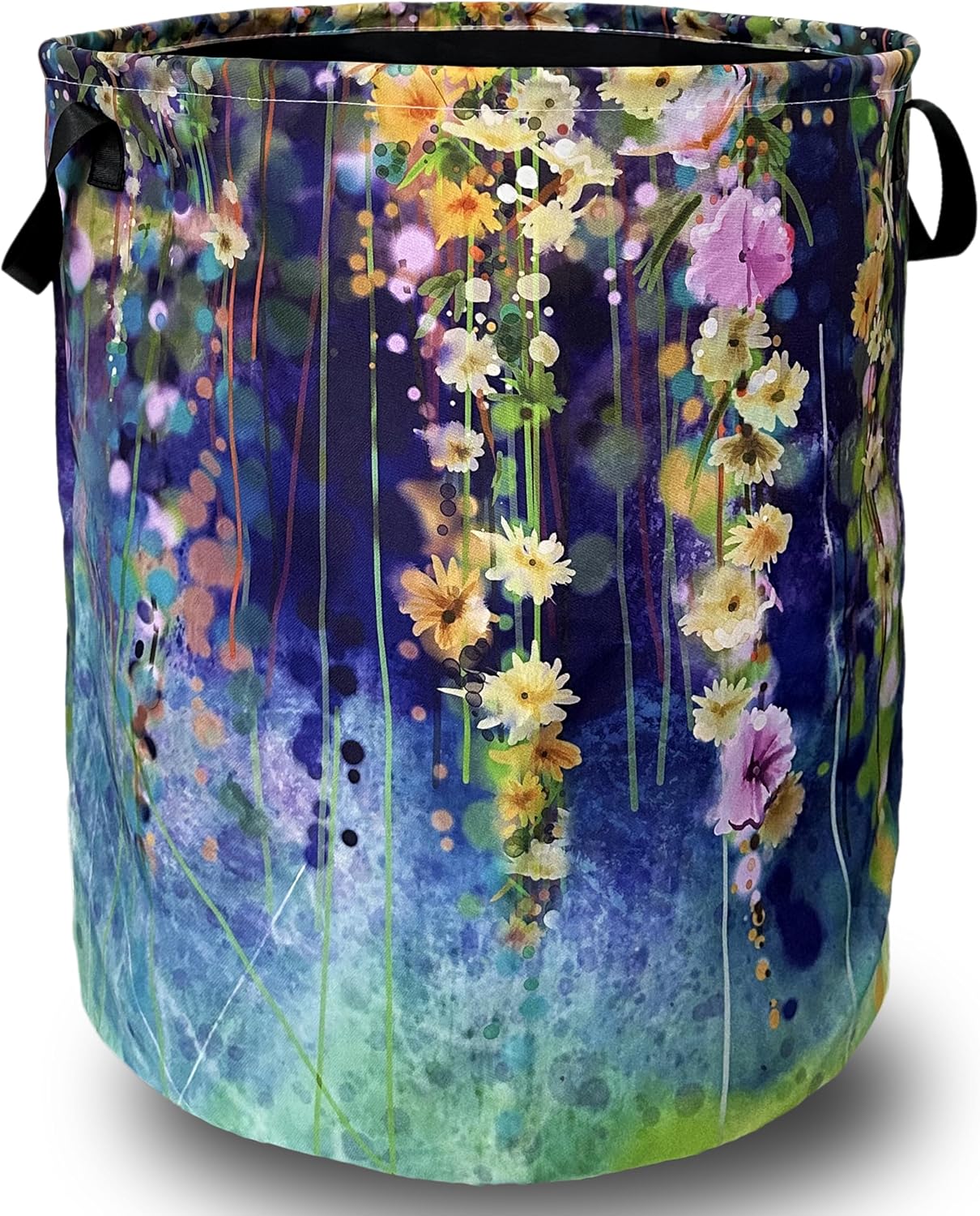 Floral Oxford Cloth Foldable Hamper, 18.9 x 16.5 in - With Handles