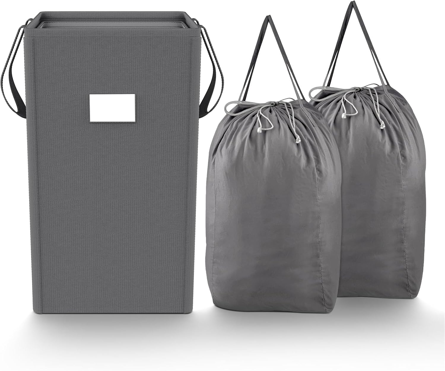 Collapsible Laundry Hamper, 210 L with 2 Washable Laundry Bags - Grey