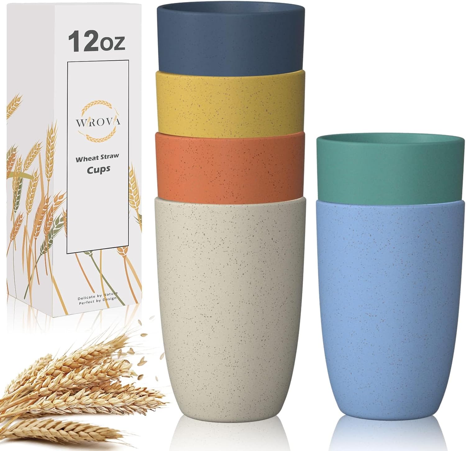 WROVA 12oz Wheat Straw Cups